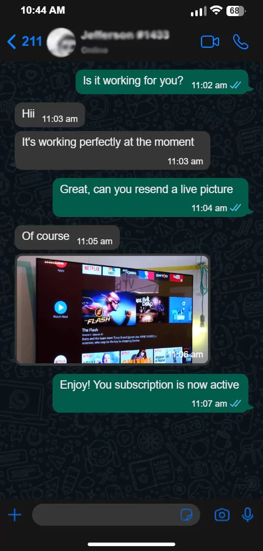 Customer confirmation that their IPTV Norge setup is working